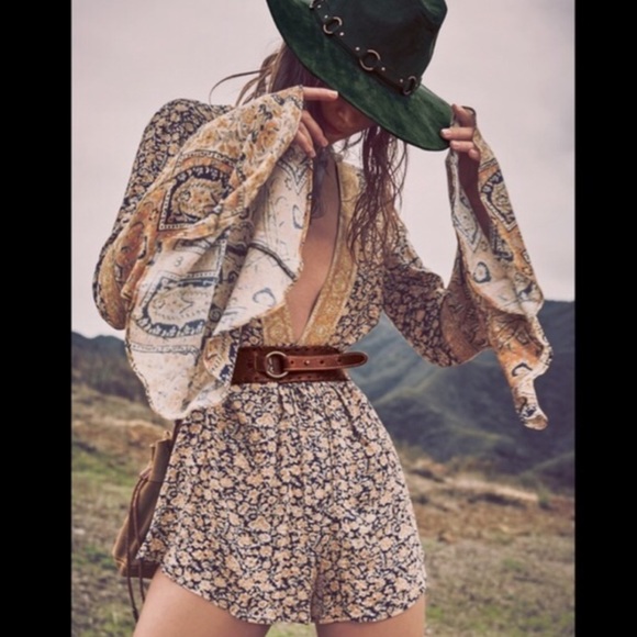 Free People Bell Sleeve Romper - Picture 2 of 3